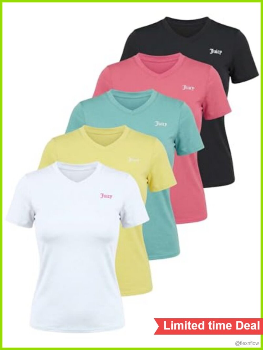 Juicy Couture V-Neck Short Sleeve Athletic T-Shirt for Women